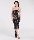 Make a bold statement in the In Tulum One-Shoulder Tropical Maxi Dress in black, the perfect summer dress for weddings, cocktail hours, nights out, and/or seasonal celebrations.