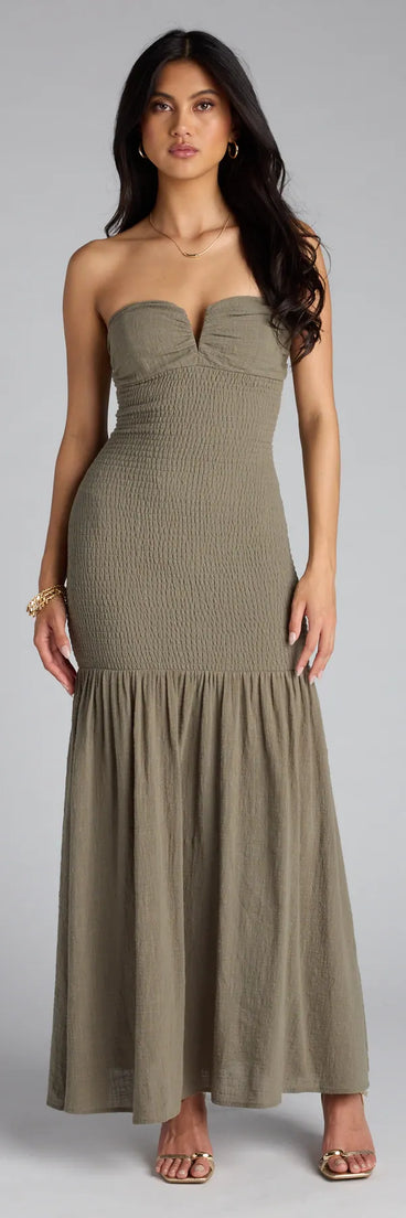 Breath Of Fresh Air Smocked Maxi Tube Dress