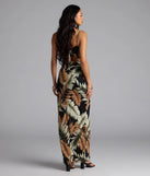 Destination Cutie Tropical Cutout Slit Maxi Dress