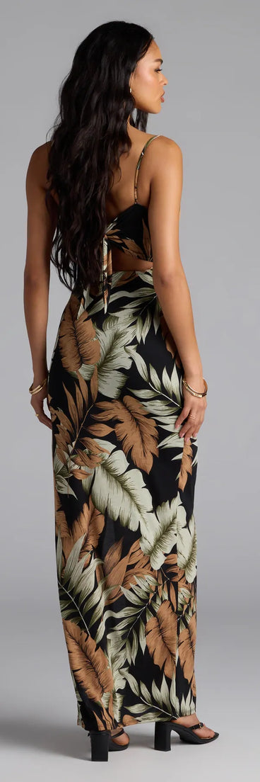 Destination Cutie Tropical Cutout Slit Maxi Dress | Windsor Destination Cutie Tropical Cutout Slit Maxi Dress | Windsor