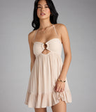 Breezy Charm Halter Babydoll Mini Dress
