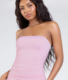 Whether you're headed to brunch or running errands, the Here Comes The Sun Strapless Ruffled Mini Dress in pink delivers effortless style in a breathable, go-to casual dress.