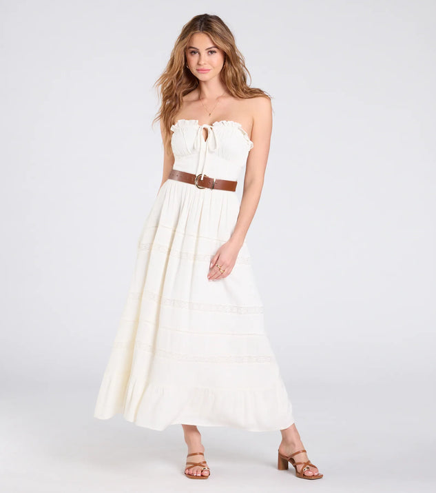Feel confident and photo-ready in the Breezy Chic Belted A-Line Maxi Dress, a ivory graduation dress perfect for 2025 ceremonies and parties.