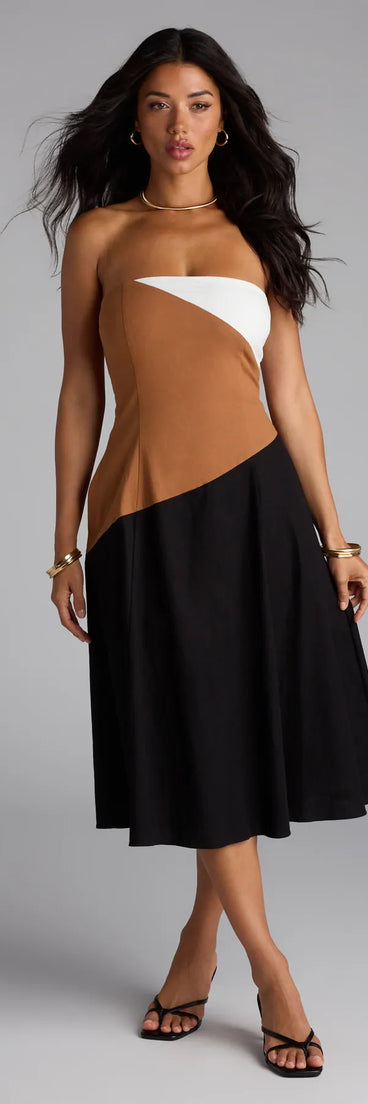 The Picture Perfect Color Block Midi Dress is your new go-to black dress—effortless, versatile, and made to update your fall style in seconds.