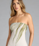 The On A Vacay Strapless Tropical Slit Maxi Dress is a flowy, multi-color maxi dress that moves with you from sunny days to elevated nights in effortless style.