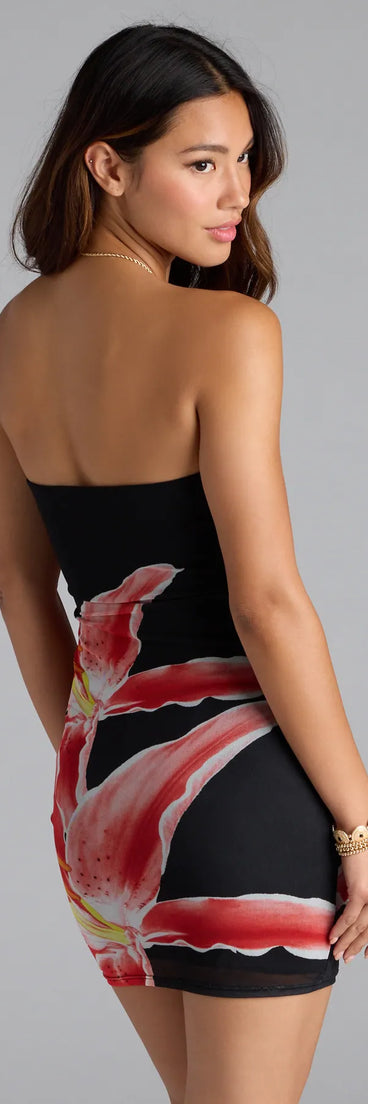 Sun Kissed Strapless Floral Bodycon Mini Dress