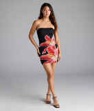 Whether you're headed to brunch or running errands, the Sun Kissed Strapless Floral Bodycon Mini Dress in black delivers effortless style in a breathable, go-to casual dress.
