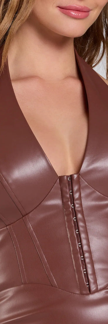 Bold Allure Faux Leather Corset Mini Dress