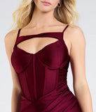 Make a bold statement in the Vampy Vixen Corset Cutout Bodycon Mini Dress in wine, the perfect summer dress for weddings, cocktail hours, nights out, and/or seasonal celebrations.