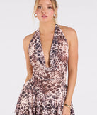 Bring high-impact style to your nightlife in the In The Wild Halter Leopard Ruffle Mini Dress, a bold natural club dress made for dancing, parties, and unforgettable nights.