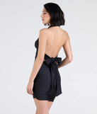 Flaunt your silhouette in the tight Sultry And Dreamy Open Back Halter Mini Dress in black, a bodycon dress that empowers your look with bold style and effortless edge.