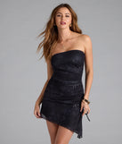 Bring high-impact style to your nightlife in the On The Town Strapless Slit Mini Dress, a bold black club dress made for dancing, parties, and unforgettable nights.