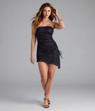 Bring high-impact style to your nightlife in the On The Town Strapless Slit Mini Dress, a bold black club dress made for dancing, parties, and unforgettable nights.