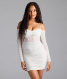 See Me Shining Glitter Off-The-Shoulder Mini Dress