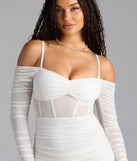 See Me Shining Glitter Off-The-Shoulder Mini Dress