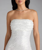 Own your moment in the Shimmer All Night Strapless Sequin Mini Dressin white, a standout 2025 Homecoming Dress that captures all the glam and energy of the night.