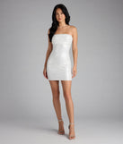 Own your moment in the Shimmer All Night Strapless Sequin Mini Dressin white, a standout 2025 Homecoming Dress that captures all the glam and energy of the night.