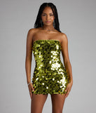 Own your moment in the Party-Starter Sequin Strapless Bodycon Mini Dressin lime green, a standout 2025 Homecoming Dress that captures all the glam and energy of the night.
