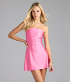 Feel instantly put-together in the So Your Vibe Strapless A-line Mini Dress in pink, a summer wedding guest dress designed for confident style and all-out celebration.