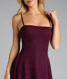 Own your moment in the Sparkling Perfection Rhinestone A-Line Mini Dressin wine, a standout 2025 Homecoming Dress that captures all the glam and energy of the night.