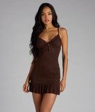 Let's Have Some Fun Lace Bodycon Ruffle Mini Dress