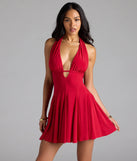 All This Allure Strappy Halter A-Line Skater Dress