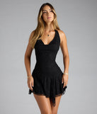 Flirty Details Lace Halter Mini Dress