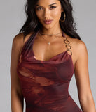 Bring high-impact style to your nightlife in the Sun Goes Down Halter Abstract Bodycon Mini Dress, a bold brown club dress made for dancing, parties, and unforgettable nights.