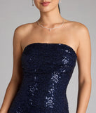 Feel ready for every dance floor moment or feed-worthy reel in the Sparkle Goals Sequin Tube Mini Dress, a navy blue homecoming dress designed to own your moment.