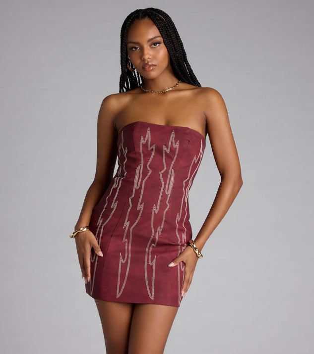 Western Baddie Strapless Lace-Up Mini Dress
