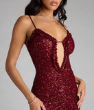 Steal The Spotlight Sequin Ruffle Cutout Mini Dress