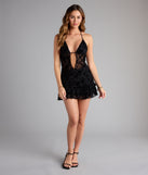 Velvet Crush Floral Mesh Mini Dress
