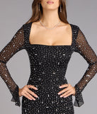 Dazzling Glam Long Sleeve Rhinestone Mesh Mini Dress