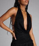 Flirt Mode On Lace Tiered Halter Mini Dress