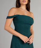 Feel ready for every dance floor moment or feed-worthy reel in the Classic Glitz Glitter Knit Off-The-Shoulder Mini Dress, a homecoming dress designed to own your moment.