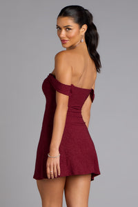 shimmer nights off the shoulder glitter mini dress windsor Shimmer Nights Off the Shoulder Glitter Mini Dress