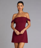 Classic Glitz Glitter Knit Off-The-Shoulder Mini Dress