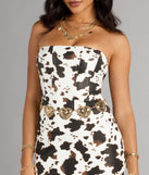 Grazing The Trend Cow Print Lace-Up Mini Dress