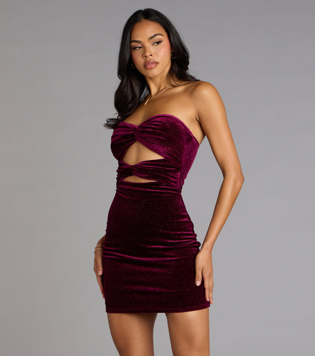 Midnight Spark Glitter Velvet Cutout Mini Dress | Windsor