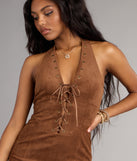 Wild West Glow Lace Up Mini Dress