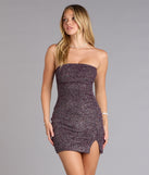 The Disco Queen Strapless Glitter Mini Dress is your new go-to Windsor dress—effortless, versatile, and made to update your fall style in seconds.