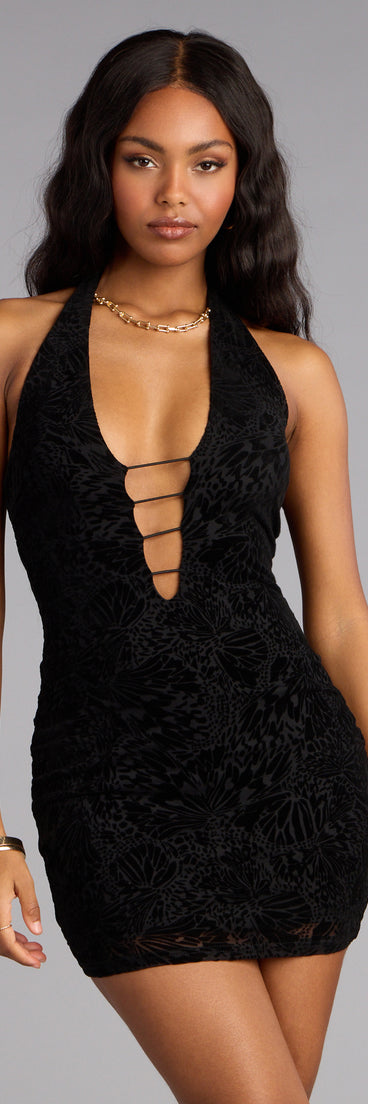 Midnight Temptation Halter Mini Dress