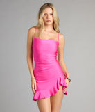 Feel ready for every dance floor moment or feed-worthy reel in the Sweet But Spicy Ruffle Trim Mini Dress, a homecoming dress designed to own your moment.