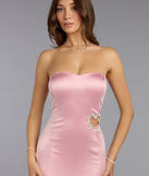 Be Mine Rhinestone Heart Satin Mini Dress