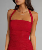 Shimmer Agenda Glitter Knit Halter Mini Dress