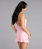 Rose Sparkle Rhinestone A-Line Mini Dress