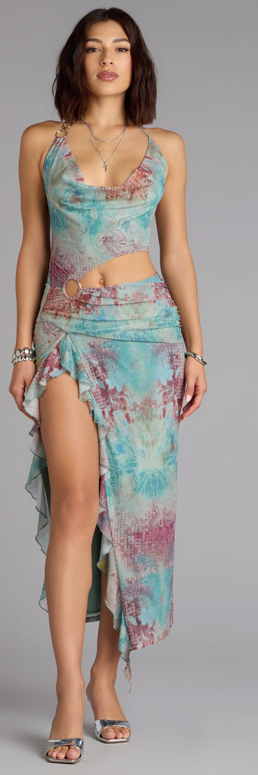 The Wild Instincts Halter Cutout Leopard Mesh Midi Dress is your new go-to Windsor dress—effortless, versatile, and made to update your fall style in seconds.