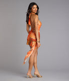 Heat Wave Abstract Print Ruffle Mini Dress