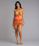 Heat Wave Abstract Print Ruffle Mini Dress
