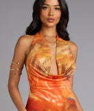 Heat Wave Abstract Print Ruffle Mini Dress